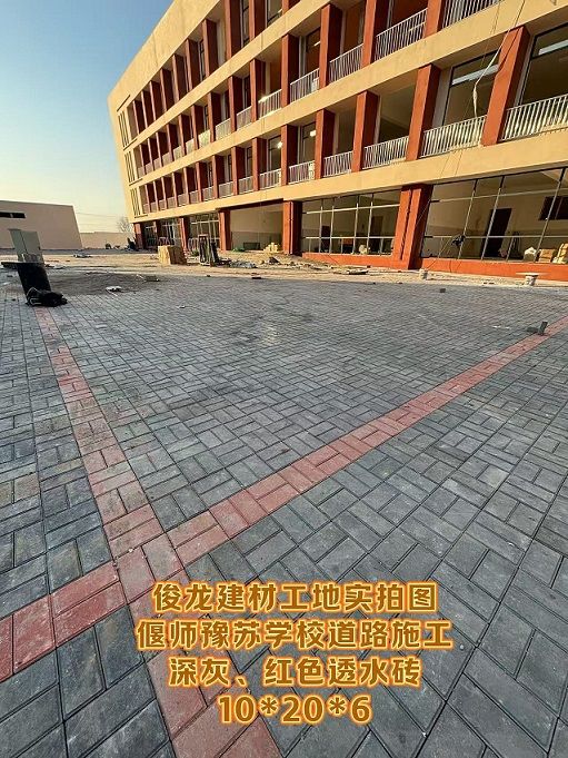 偃師豫蘇學校道路施工（深灰、紅色透水磚 10*20*6）